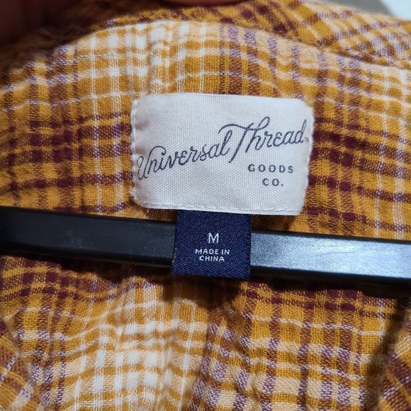 Universal Thread Plaid Popover Long Sleeve Top Size M Terracotta - Picture 4 of 5